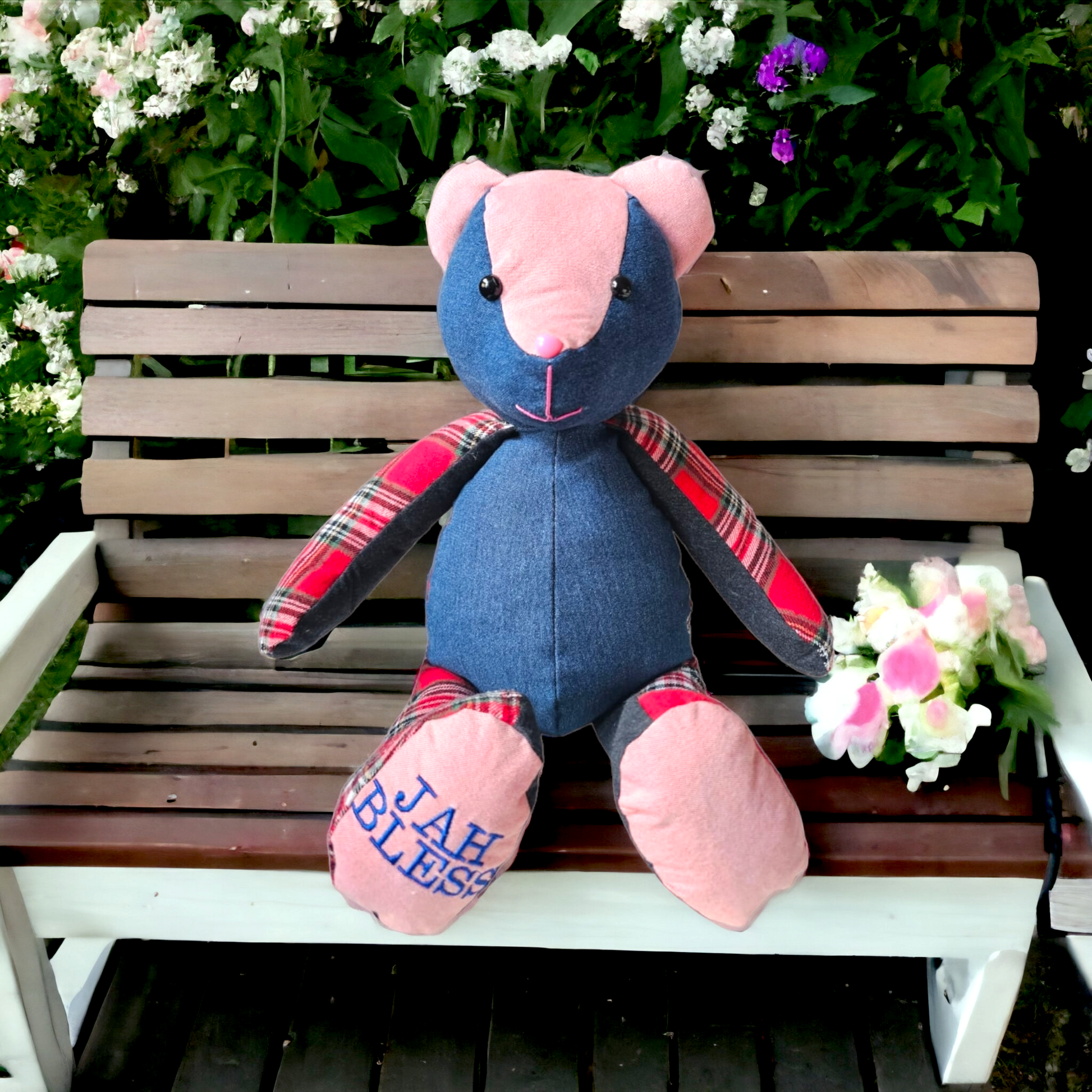 Bespoke memory bear with personalised embroidery